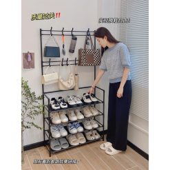 Kệ Để Giày 4 Tầng Chữ H Có Móc Treo Quần Áo Và Đồ Dùng 152x60x26cm - KDGCHDN01