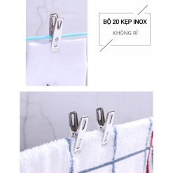 Set 20 Kẹp Inox Kẹp Quần Áo 4x2x1cm - KINKQA01