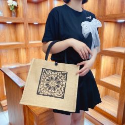 Túi Cói Size To Túi Xách Cói Họa Tiết Đơn Giản 34x29cm - TCHTDG01