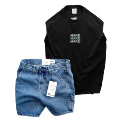 Set Bộ Nam Áo Thun 3 Lỗ In Chữ Make Quần Short Jeans - SBN125