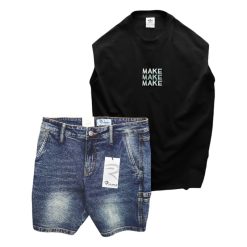 Set Bộ Nam Áo Thun 3 Lỗ In Chữ Make Quần Short Jeans - SBN125