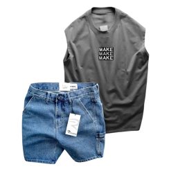 Set Bộ Nam Áo Thun 3 Lỗ In Chữ Make Quần Short Jeans - SBN125