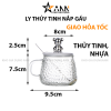 Ly Thủy Tinh Nắp Gấu Cốc Thủy Tinh Pha Lê Có Nắp Kèm Thìa 10x9.5x8cm - LTTNG01