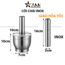 Cối Chài Inox 304 Có Nắp Đậy Kèm Tiện Lợi 10x10x10cm - CCIN304