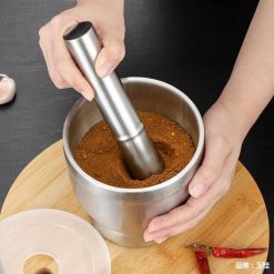 Cối Chài Inox 304 Có Nắp Đậy Kèm Tiện Lợi 10x10x10cm - CCIN304