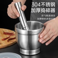 Cối Chài Inox 304 Có Nắp Đậy Kèm Tiện Lợi 10x10x10cm - CCIN304