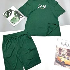 Đồ bộ quần ngố áo tay ngắn tăm nhuyễn xẻ tà nơ - DBO4988