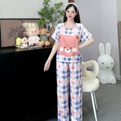 Đồ bộ quần dài áo cổ tròn tay ngắn in nhiều hoạ tiết - DBO4989