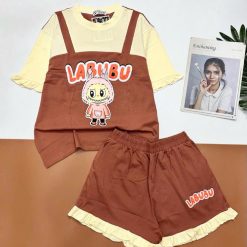 Đồ bộ quần đùi áo tay ngắn hình giả áo yếm - DBO4990