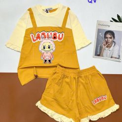 Đồ bộ quần đùi áo tay ngắn hình giả áo yếm - DBO4990