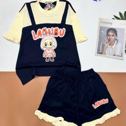 Đồ bộ quần đùi áo tay ngắn hình giả áo yếm - DBO4990