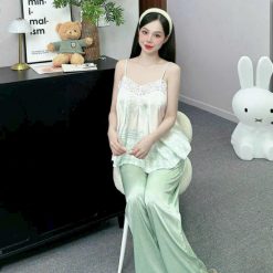 Đồ bộ quần dài latin áo hai dây ren in nhiều hình - DBO4993