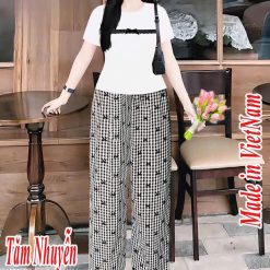 Đồ bộ quần dài áo tay ngắn tăm nhuyễn phối sọc cotton - DBO4996