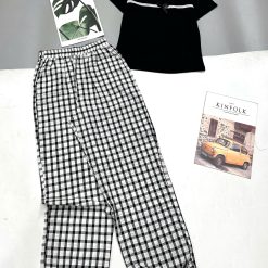 Đồ bộ quần dài áo tay ngắn tăm nhuyễn phối sọc cotton - DBO4996