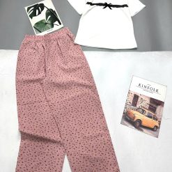 Đồ bộ quần dài áo tay ngắn tăm nhuyễn phối sọc cotton - DBO4996