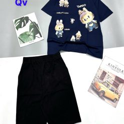 Đồ bộ quần lửng áo tay ngắn in nhiều chú thỏ - DBO4997