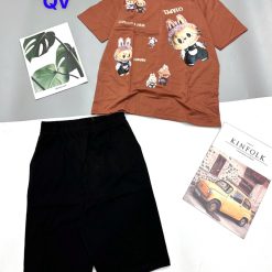 Đồ bộ quần lửng áo tay ngắn in nhiều chú thỏ - DBO4997