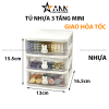 Tủ Nhựa 3 Tầng Mini Đựng Mỹ Phẩm Phụ Kiện Để Bàn Có Tay Cầm Thỏ 15.5x13x16.5cm - TN3TMN01