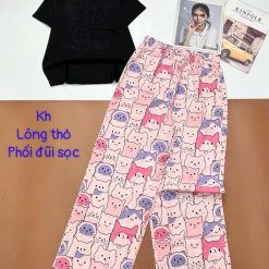 Đồ bộ quần dài áo tay ngắn trỏn quần nhiều hình - DBO4998