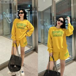 Đồ bộ quần đùi áo tay dài in nhiều chữ - DBO4999