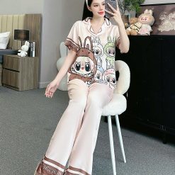 Đồ bộ pijama latin quần dài áo tay ngắn in nhiều hình dễ thương - DBO5001