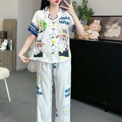 Đồ bộ pijama latin quần dài áo tay ngắn in nhiều hình dễ thương - DBO5001