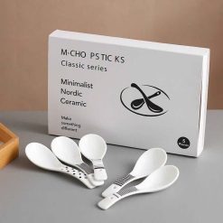 Set 5 Muôi Sứ Nhật Họa Tiết Basic Đen Trắng 14cmx4,4cm - S5MSN01