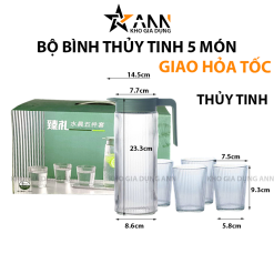 Bộ Bình Thủy Tinh Chịu Nhiệt 5 Món Hoạ Tiết Vân Sọc - BBTT01
