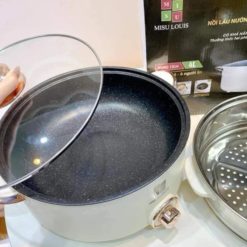 Nồi Lẩu Sumi Trắng 2 Tầng Bếp Điện 34x26cm - NLSMT2T01