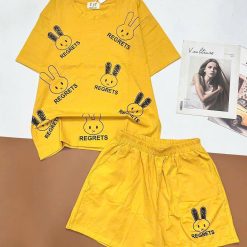 Đồ bộ quần đùi áo tay ngắn in hình thỏ chữ - DBO5008