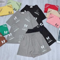 Đồ bộ quần đùi áo tay ngắn in hình thỏ chữ - DBO5008
