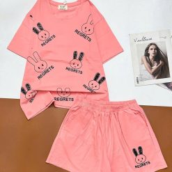 Đồ bộ quần đùi áo tay ngắn in hình thỏ chữ - DBO5008