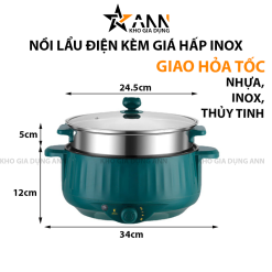 Nồi Lẩu Điện Thông Minh - Bếp Điện Công Suất Lớn 1000W - Tặng Kèm Giá Hấp Inox 34x17cm - NLDBD01
