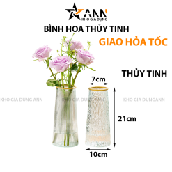 Lọ Hoa Thủy Tinh Trụ Sọc Viền Vàng Lucas 21x7x10cm - LHTT01