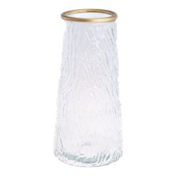 Lọ Hoa Thủy Tinh Trụ Sọc Viền Vàng Lucas 21x7x10cm - LHTT01