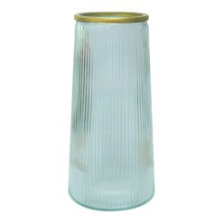 Lọ Hoa Thủy Tinh Trụ Sọc Viền Vàng Lucas 21x7x10cm - LHTT01