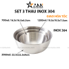 Set 3 Thau Inox 304 Trộn Salad Có Vạch Chia Dung Tích - S3TTSL01