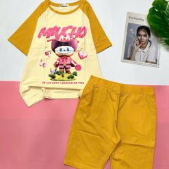 Đồ bộ quần lửng áo tay ngắn in chữ miucho - DBO5022