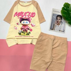 Đồ bộ quần lửng áo tay ngắn in chữ miucho - DBO5022
