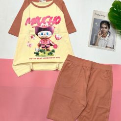 Đồ bộ quần lửng áo tay ngắn in chữ miucho - DBO5022