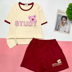 Đồ bộ quần đùiu tay áo ngắn in thỏ STUDY - DBO5023