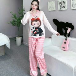 đồ bộ quần dài áo tay dài vải latin hình labubu - DBO5028