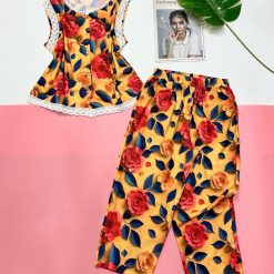 Đồ bộ mango quần lỡ áo sát nách ren nhiều hoạ tiết - DBO5029