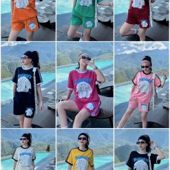 Đồ bộ thun cotton quần đùi áo tay ngắn in thỏ Bunny - DBO5030