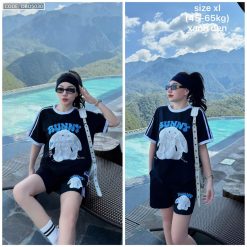 Đồ bộ thun cotton quần đùi áo tay ngắn in thỏ Bunny - DBO5030