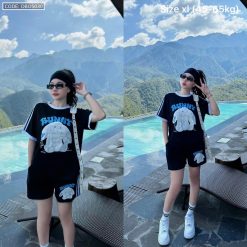 Đồ bộ thun cotton quần đùi áo tay ngắn in thỏ Bunny - DBO5030