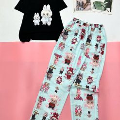 Đồ bộ quần dài áo tay ngắn tăm nhuyễn phối đũi sọc ống nhỏ - DBO5032