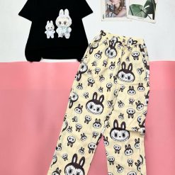 Đồ bộ quần dài áo tay ngắn tăm nhuyễn phối đũi sọc ống nhỏ - DBO5032