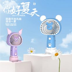 Quạt Cầm Tay Mini Tai Thỏ Kèm Đế - QMNCT02