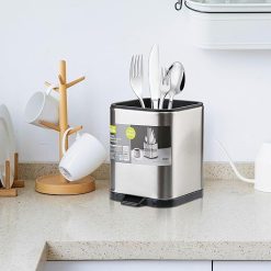 Hộp Cắm Dao Inox Có Đáy Thoát Nước Cao Cấp 12x10x10cm - HCDIN01